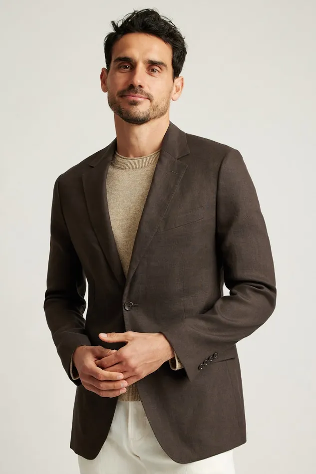 Men Bonobos Blazers and Sport Coats Jetsetter Italian Linen Blazer Dark Brown