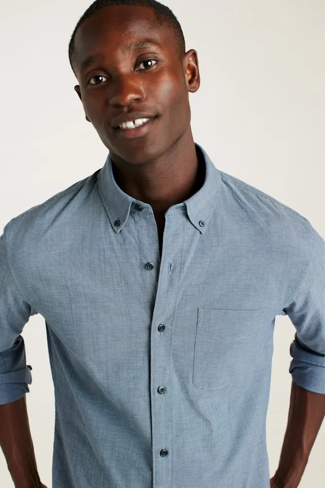 Men Bonobos Business Casual Shirts Stretch Everyday Shirt Bonobos Cotton Button Down Shirt Navy Oxnard Stripe