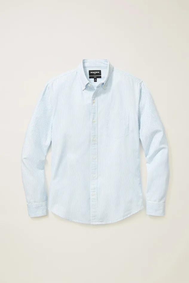 Men Bonobos Casual Shirts Everyday Oxford Shirt Classic Oxford Button Down Blue Classic Stripe
