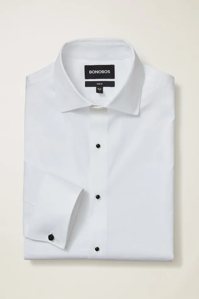 Men Bonobos Formal Dress Shirts Empire Stretch Tuxedo Shirt White With Studs