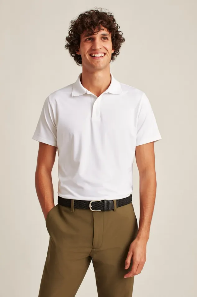 Men Bonobos Golf Polos and Tops The Performance Golf Polo Shirt Solid and Striped White