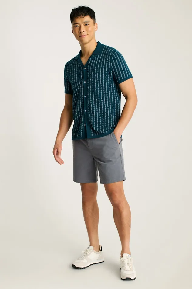 Men Bonobos Sweater Polos Hudson Cabana Sweater Polo Teal Cotton Cashmere Stripe