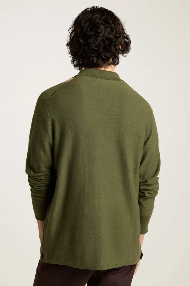 Men Bonobos Sweater Polos Hudson Long Sleeve Sweater Polo Green Cotton Cashmere Stripe Men Bonobos Sweater Polos Hudson Long Sleeve Sweater Polo Green Cotton Cashmere Stripe