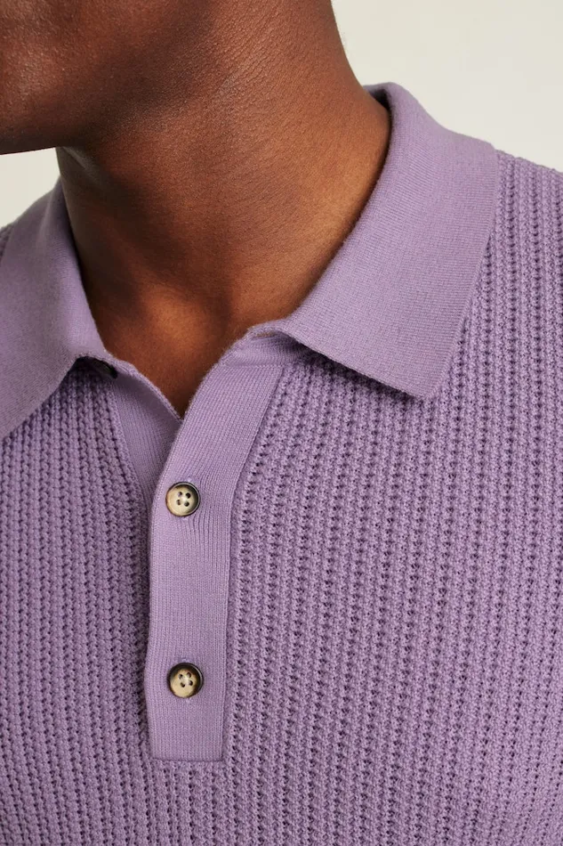 Men Bonobos Sweater Polos Hudson Sweater Polo Purple Cotton Open Stitch Men Bonobos Sweater Polos Hudson Sweater Polo Purple Cotton Open Stitch