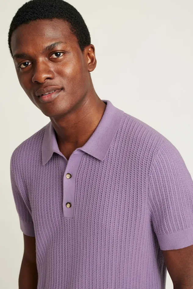Men Bonobos Sweater Polos Hudson Sweater Polo Purple Cotton Open Stitch Men Bonobos Sweater Polos Hudson Sweater Polo Purple Cotton Open Stitch