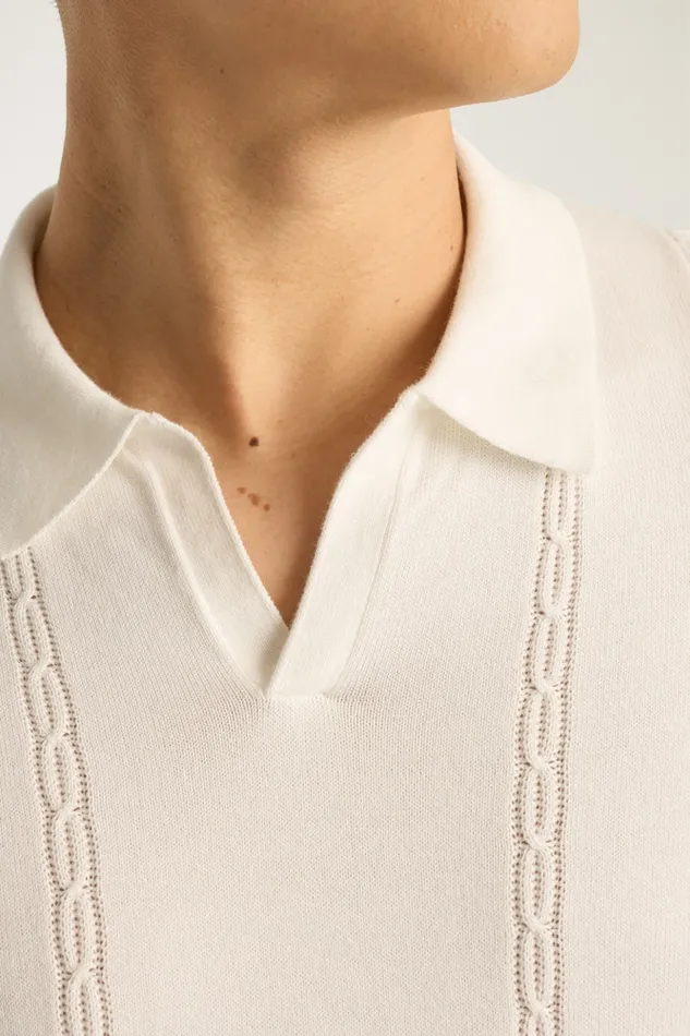Men Bonobos Sweater Polos Hudson Sweater Polo White Cotton Cable Men Bonobos Sweater Polos Hudson Sweater Polo White Cotton Cable