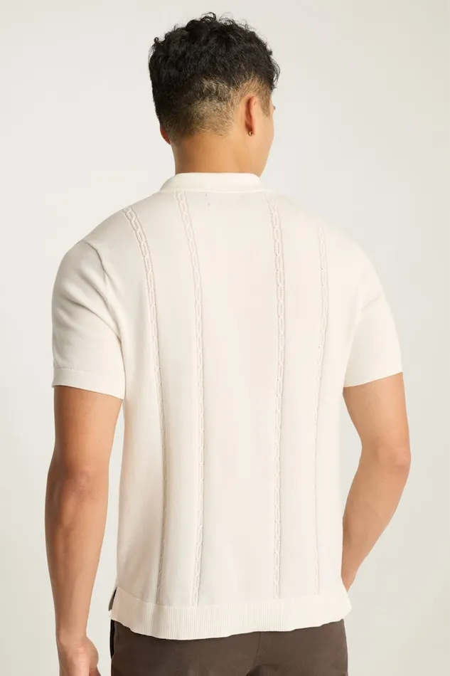 Men Bonobos Sweater Polos Hudson Sweater Polo White Cotton Cable Men Bonobos Sweater Polos Hudson Sweater Polo White Cotton Cable