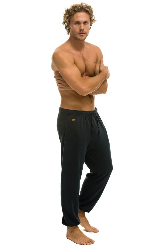 Men Bottoms Aviator Nation 5 STRIPE SWEATPANTS 8211 CHARCOAL