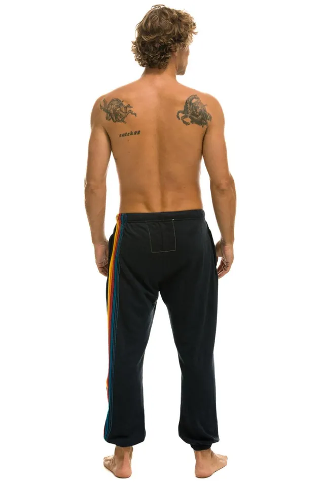Men Bottoms Aviator Nation 5 STRIPE SWEATPANTS 8211 CHARCOAL