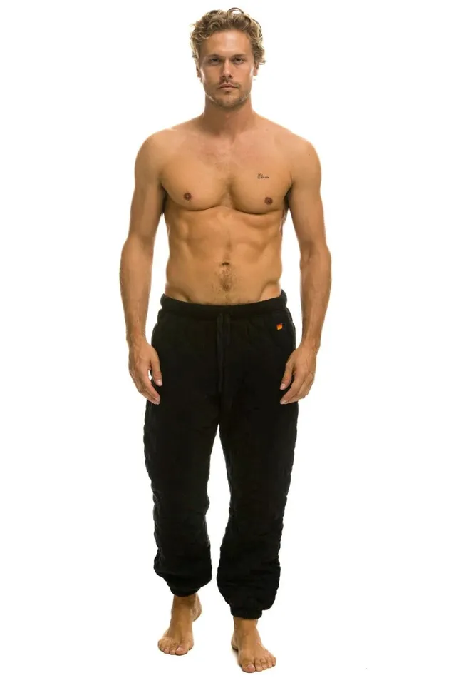 Men Bottoms Aviator Nation QUILTED SWEATPANTS 8211 BLACK