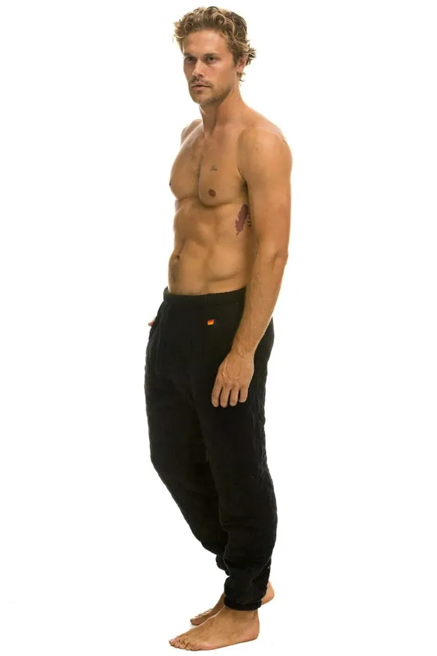 Men Bottoms Aviator Nation QUILTED SWEATPANTS 8211 BLACK Men Bottoms Aviator Nation QUILTED SWEATPANTS 8211 BLACK