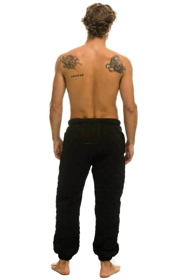 Men Bottoms Aviator Nation QUILTED SWEATPANTS 8211 BLACK Men Bottoms Aviator Nation QUILTED SWEATPANTS 8211 BLACK