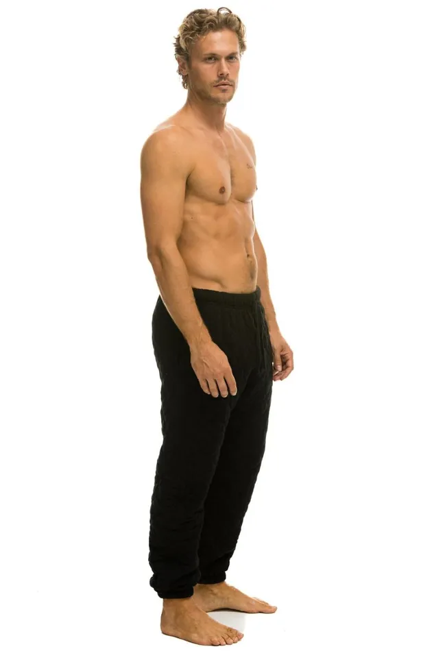 Men Bottoms Aviator Nation QUILTED SWEATPANTS 8211 BLACK Men Bottoms Aviator Nation QUILTED SWEATPANTS 8211 BLACK