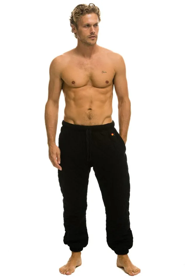 Men Bottoms Aviator Nation QUILTED SWEATPANTS 8211 BLACK Men Bottoms Aviator Nation QUILTED SWEATPANTS 8211 BLACK