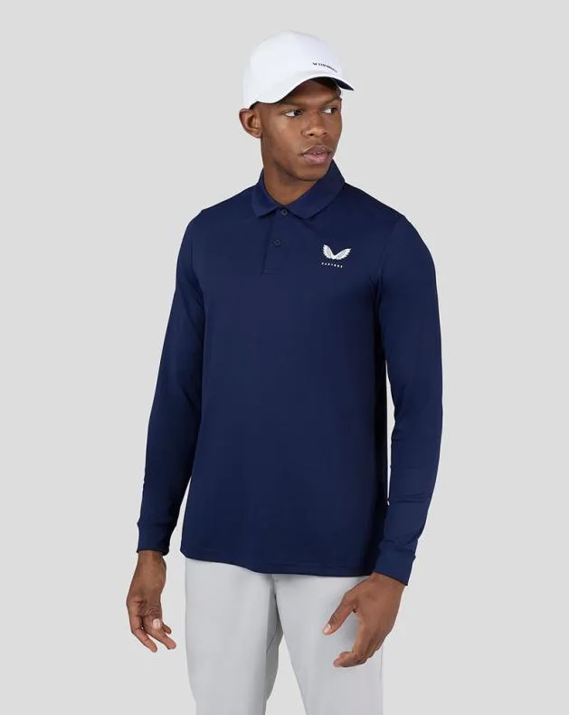 Men Castore Polos Midnight Golf Navy Essential Long Sleeve Polo