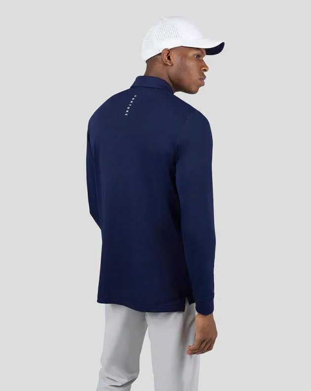 Men Castore Polos Midnight Golf Navy Essential Long Sleeve Polo