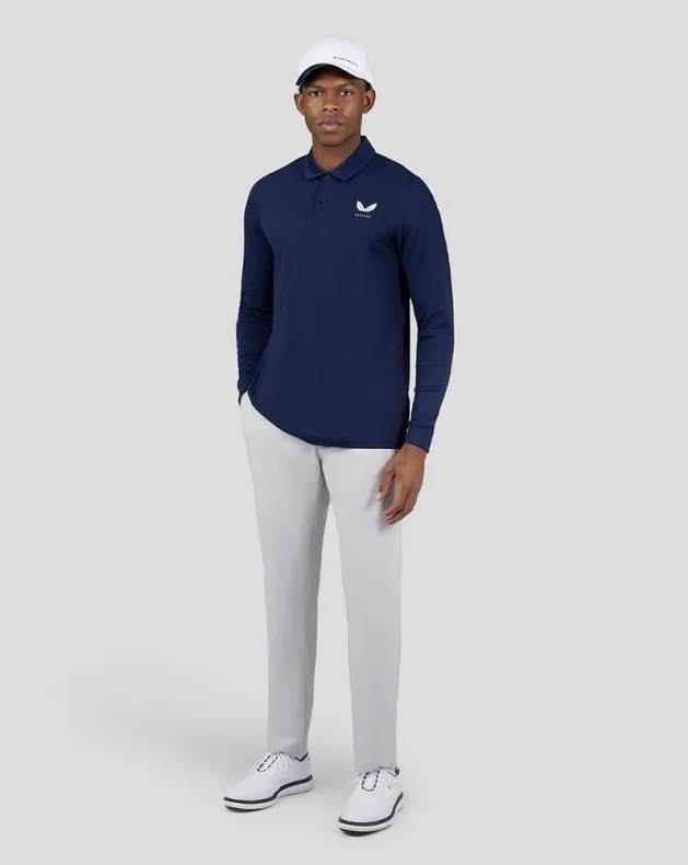 Men Castore Polos Midnight Golf Navy Essential Long Sleeve Polo