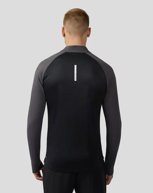 Men Castore Tops Flow Long Sleeve Breathable Quarter Zip Top 8211 Gunmetal Black