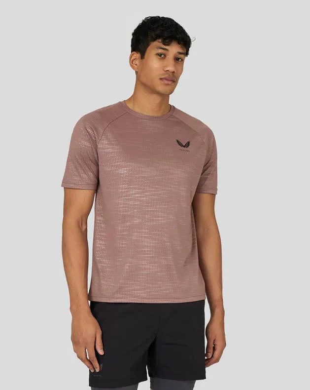 Men Castore Tops Flow Short Sleeve Printed TShirt 8211 Peach Clay