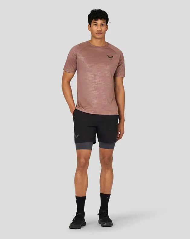 Men Castore Tops Flow Short Sleeve Printed TShirt 8211 Peach Clay