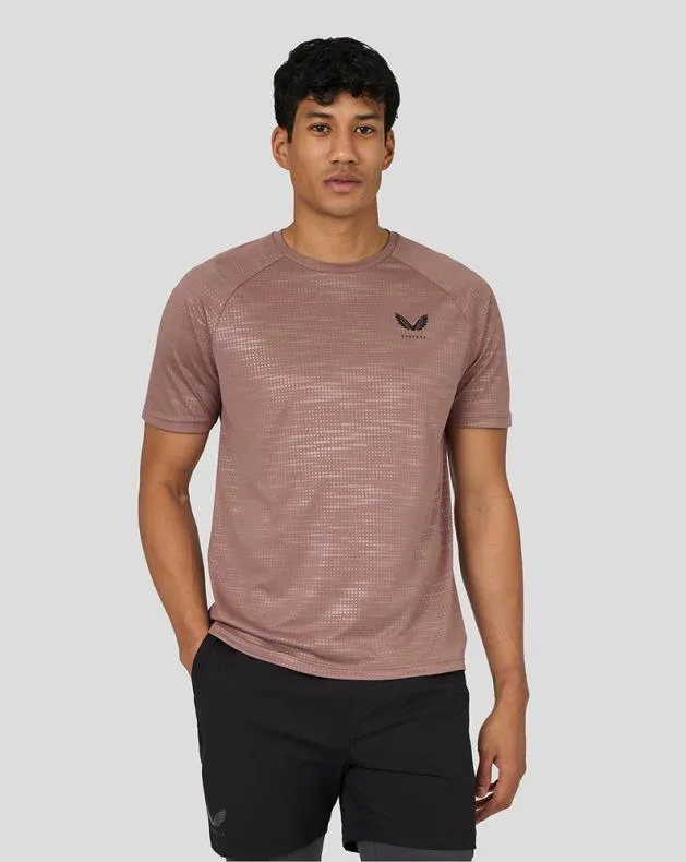 Men Castore Tops Flow Short Sleeve Printed TShirt 8211 Peach Clay