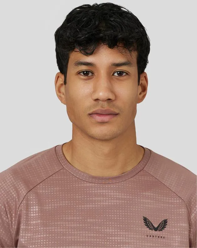 Men Castore Tops Flow Short Sleeve Printed TShirt 8211 Peach Clay