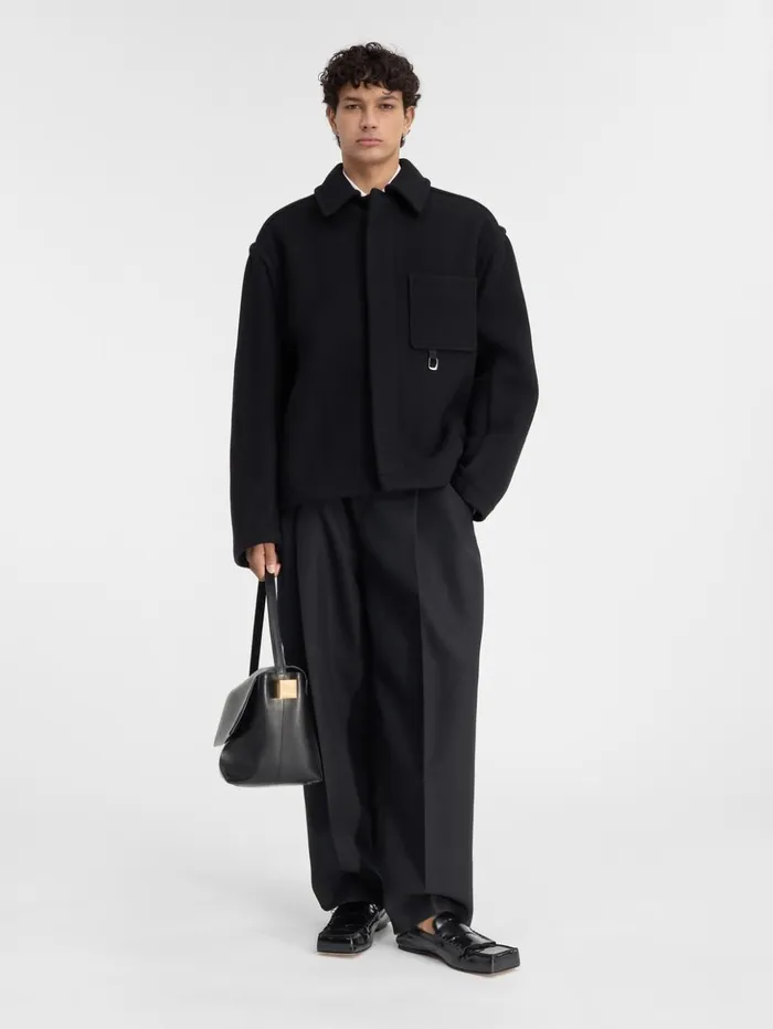 Men Coats and Jackets JACQUEMUS The Cropped Coat Black