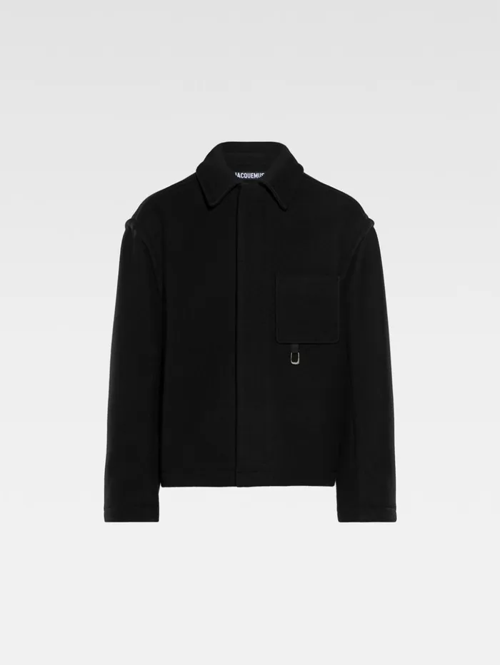 Men Coats and Jackets JACQUEMUS The Cropped Coat Black Men Coats and Jackets JACQUEMUS The Cropped Coat Black