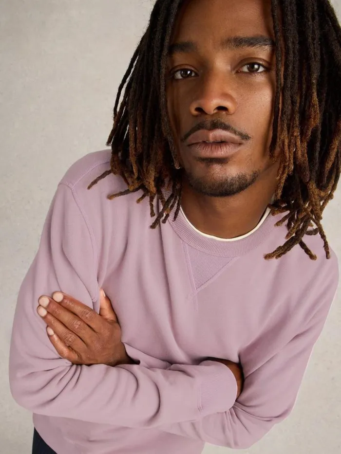 Men Crew Neck Sweat Mid Pink White Stuff Knitwear