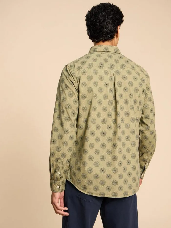 Men Daisy Floral Printed Shirt Green Print White Stuff Shirts Men Daisy Floral Printed Shirt Green Print White Stuff Shirts