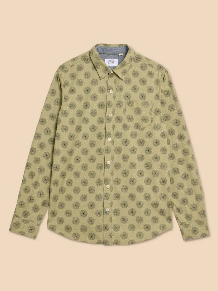Men Daisy Floral Printed Shirt Green Print White Stuff Shirts Men Daisy Floral Printed Shirt Green Print White Stuff Shirts