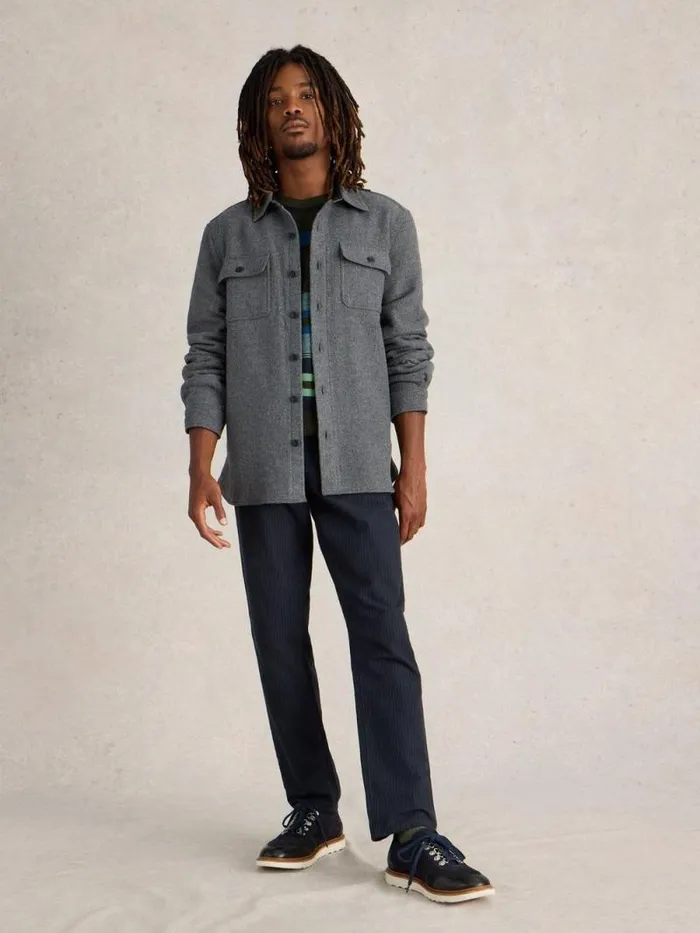 Men Darwen Herringbone Overshirt Grey Multi White Stuff Shirts