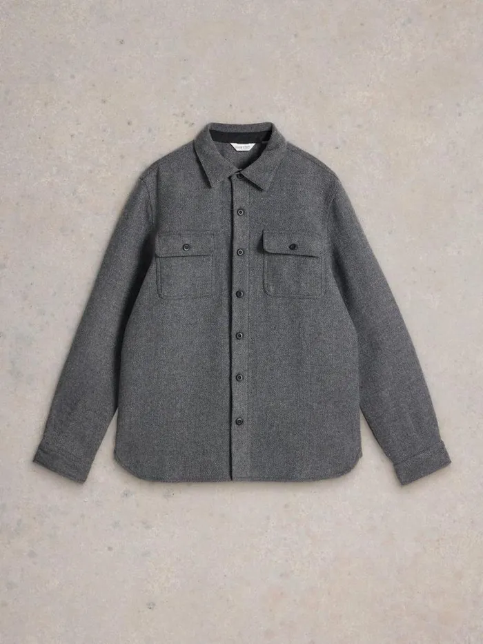 Men Darwen Herringbone Overshirt Grey Multi White Stuff Shirts