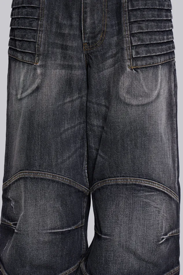 Men Denim Jaded London Washed Black Biker Colossus Jeans