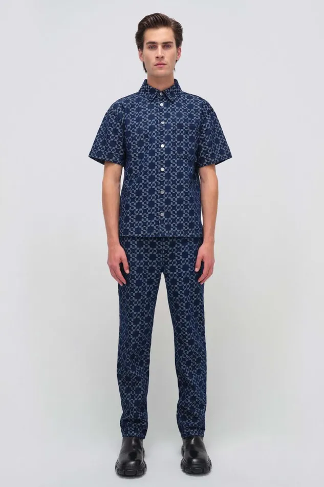 Men Denim Jonathan Simkhai Jonas Shirt Indigo Blue ButtonDown Shirt