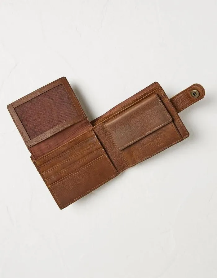 Men FatFace Bags and Wallets Multi Compartment Leather Wallet Tan