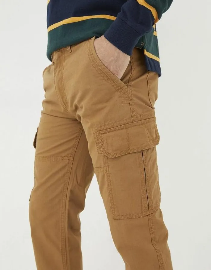 Men FatFace Pants and Chinos Corby Ripstop Cargo Trousers Tan