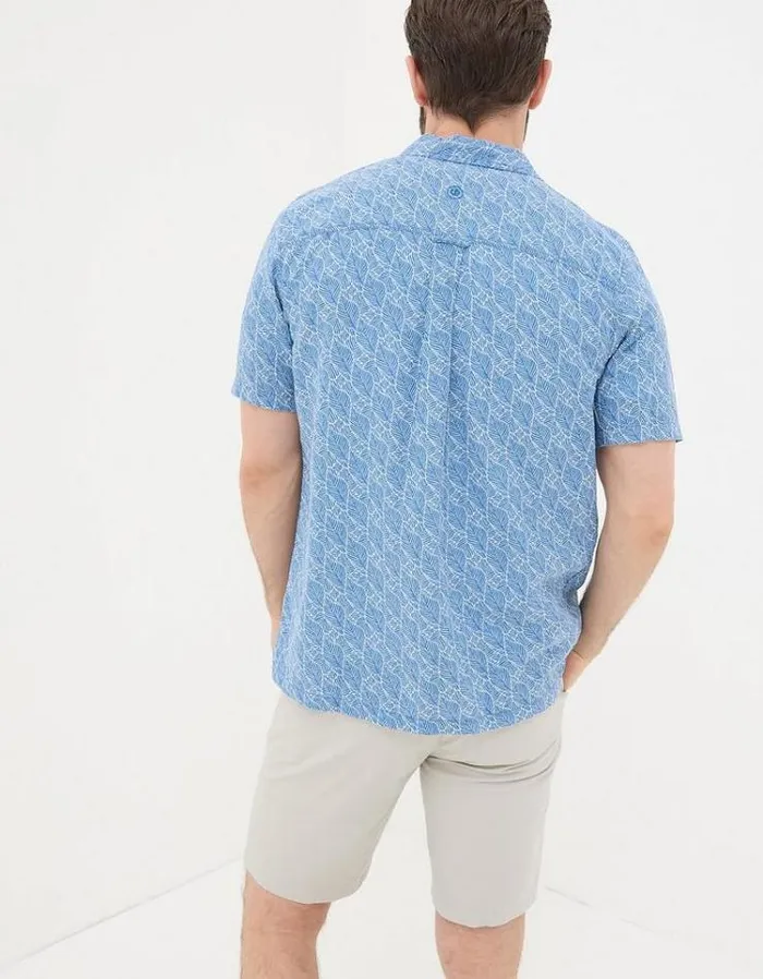 Men FatFace Shirts Dempsey Leaf Print Shirt Blue
