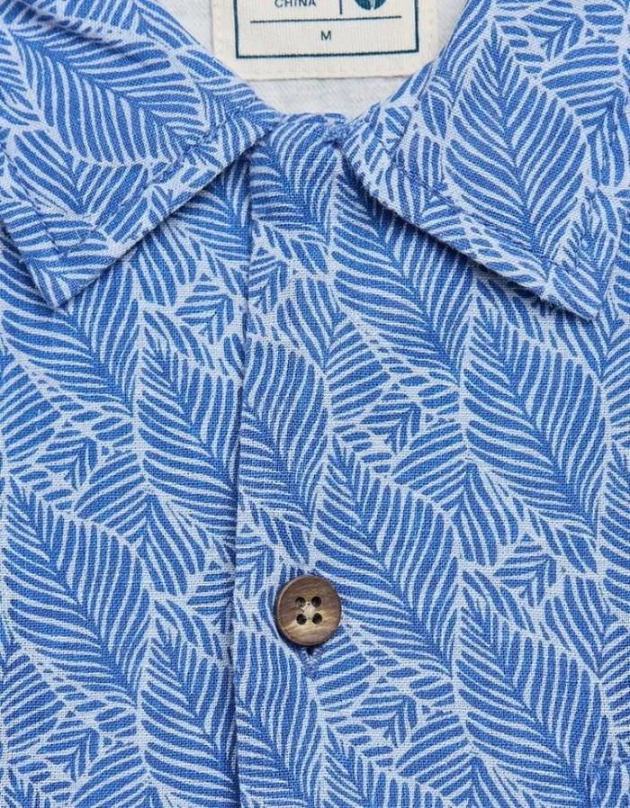 Men FatFace Shirts Dempsey Leaf Print Shirt Blue