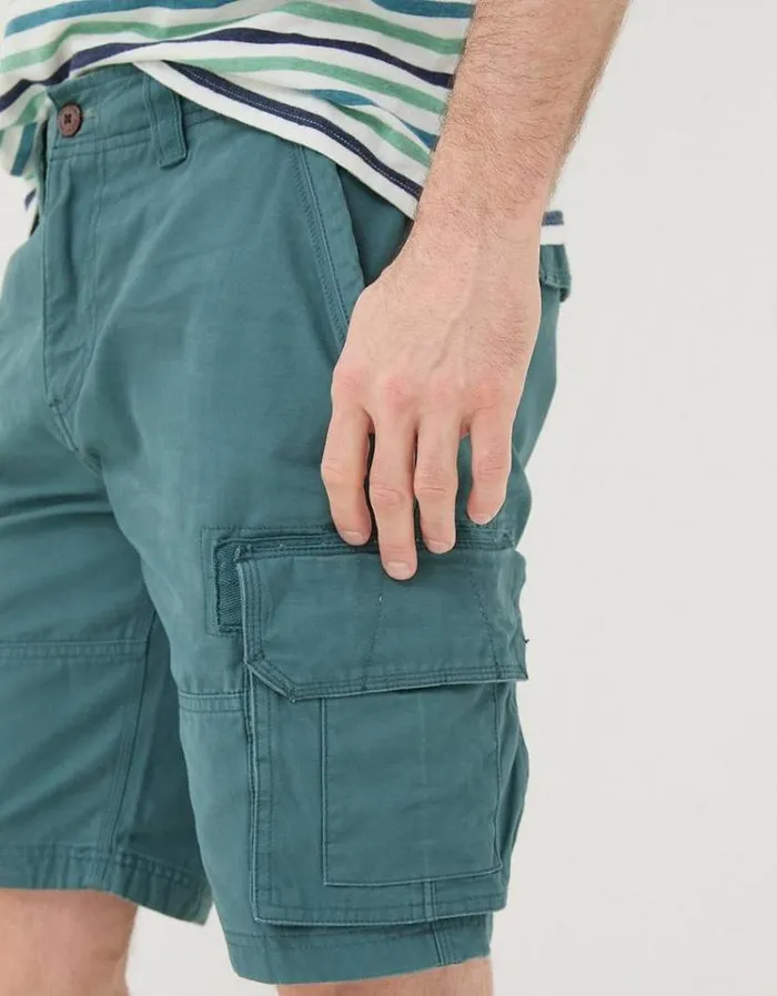 Men FatFace Shorts Breakyard Organic Cotton Cargo Shorts Dark Teal Green