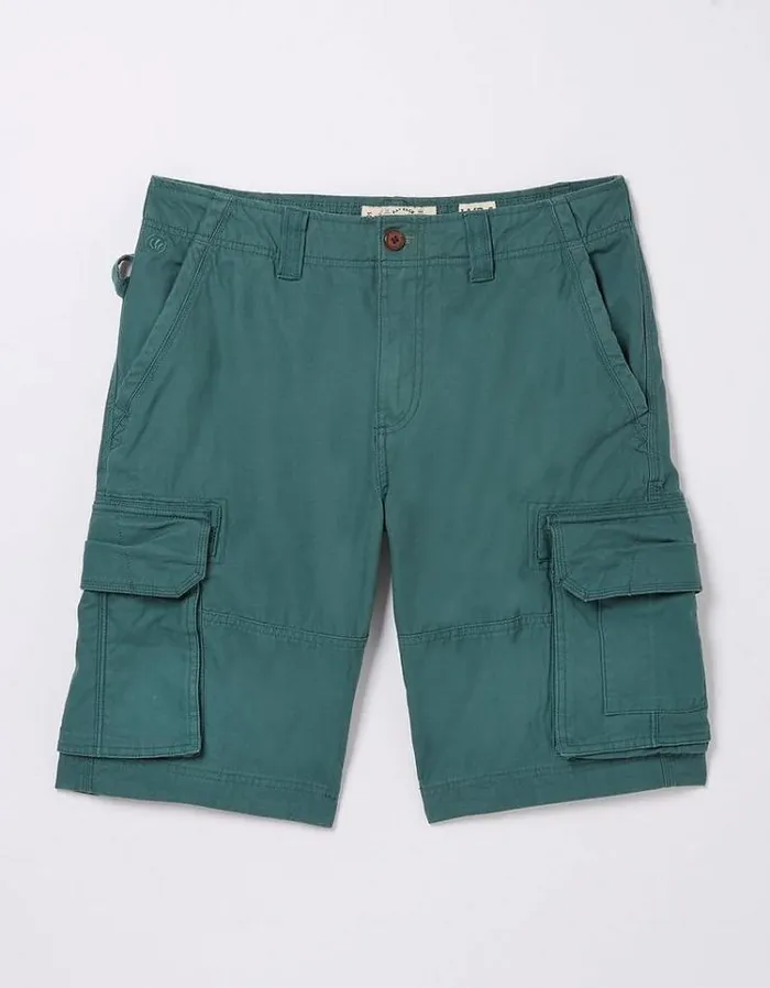 Men FatFace Shorts Breakyard Organic Cotton Cargo Shorts Dark Teal Green