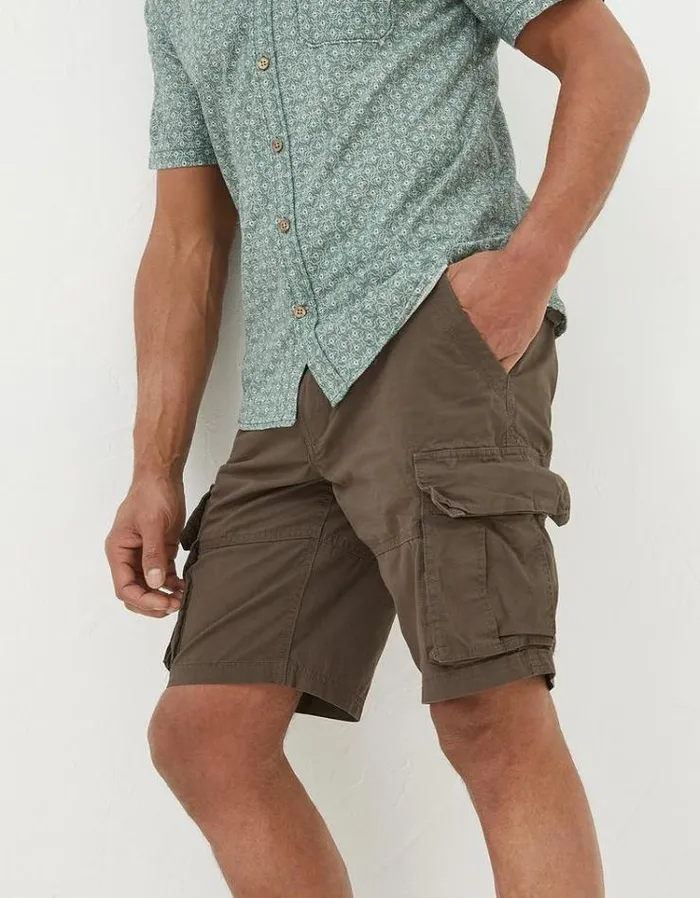 Men FatFace Shorts Bude Lightweight Cargo Shorts Chocolate Brown