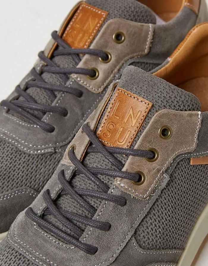 Men FatFace Sneakers Axford Leather Runner Sneaker Grey