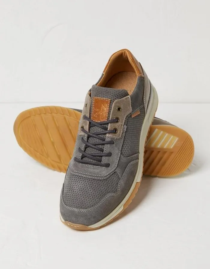 Men FatFace Sneakers Axford Leather Runner Sneaker Grey