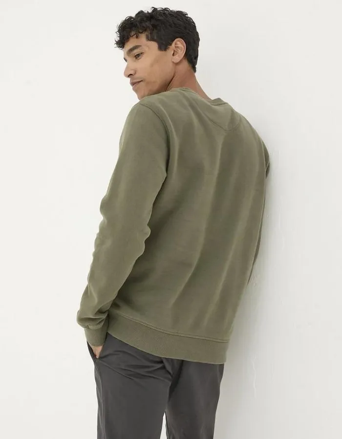 Men FatFace Sweatshirts and Hoodies Brooke Crew Neck Sweatshirt Khaki Green