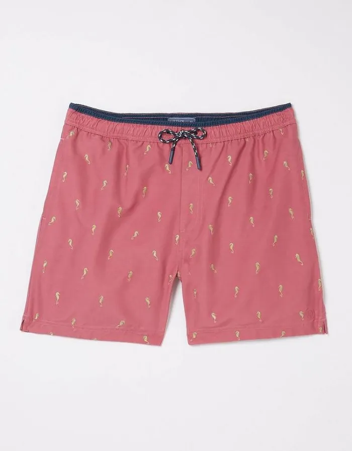 Men FatFace Swimwear Trevose Seahorse Swim Shorts Rose Pink