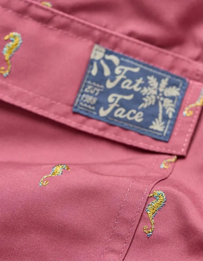 Men FatFace Swimwear Trevose Seahorse Swim Shorts Rose Pink