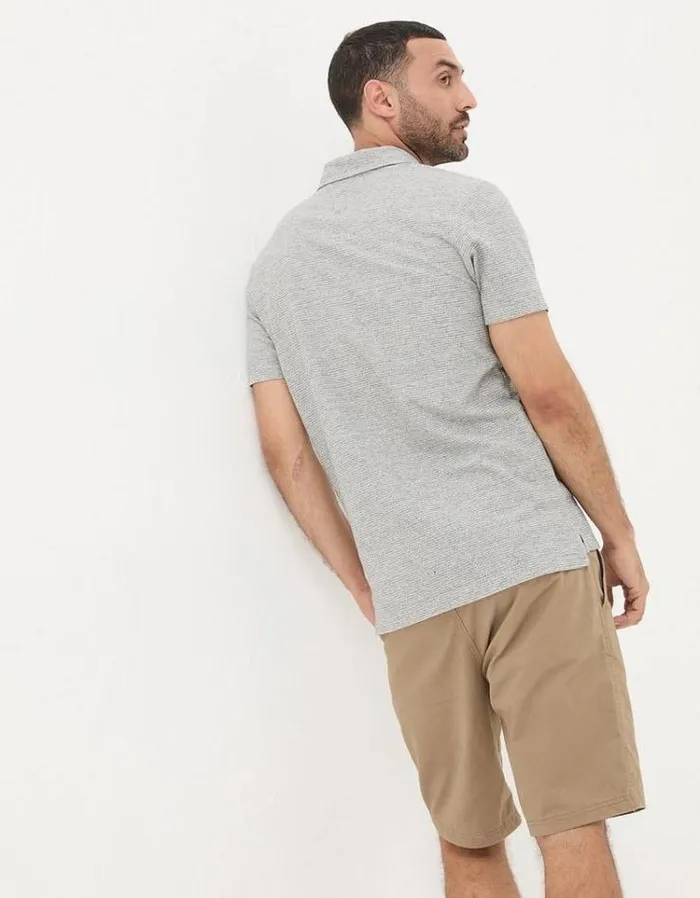 Men FatFace TShirts Textured Polo Grey