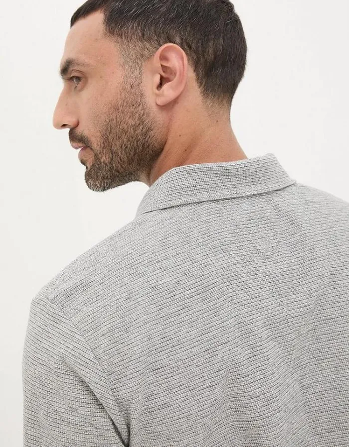 Men FatFace TShirts Textured Polo Grey
