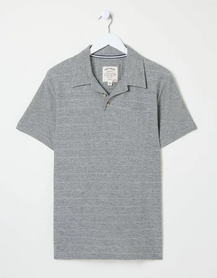 Men FatFace TShirts Textured Polo Grey